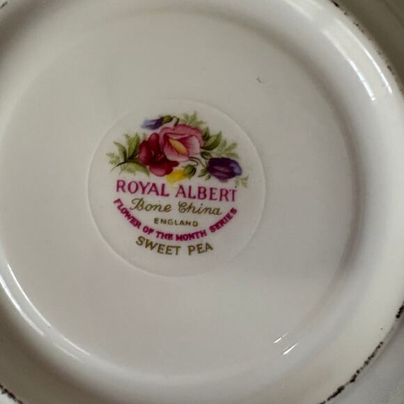 Royal Albert Sweet Pea Tea Cup, Saucer, and Small Plate - Picture 16 of 16